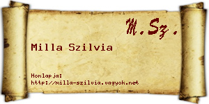 Milla Szilvia névjegykártya