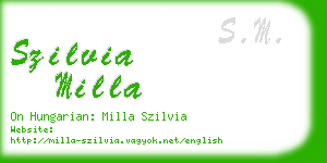 szilvia milla business card